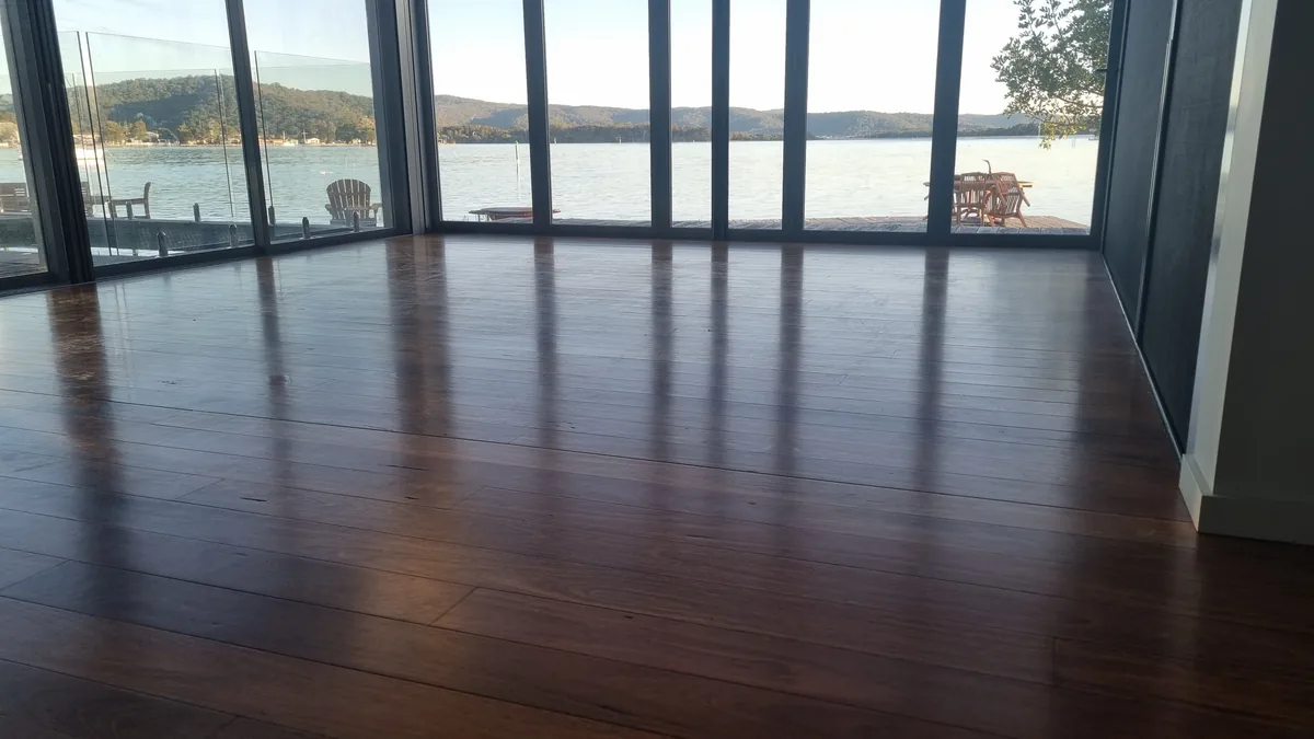 Water-based polyurethane floor finishing satin coat Newcastle