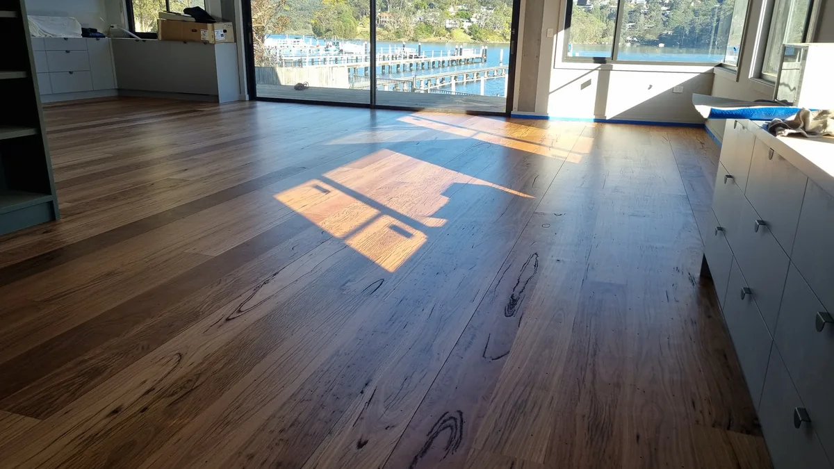 Sanded and finished blackbutt timber floor in a Newcastle home