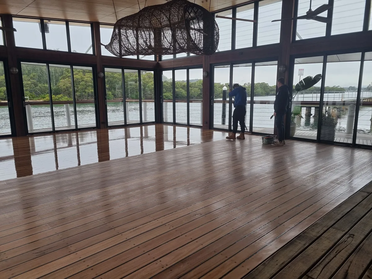 Sanding machine on hardwood floor